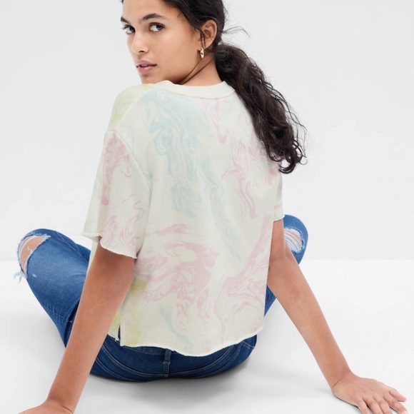 Marble print terry SS sweatshirt - Picture 3 of 12